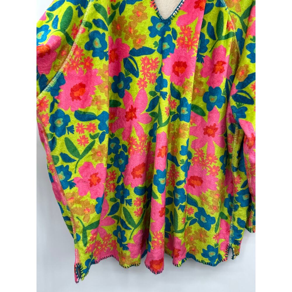 Natural Life Floral Blanket Style Hoodie One Size Oversized Boho Cozy Pullover - Picture 4 of 7